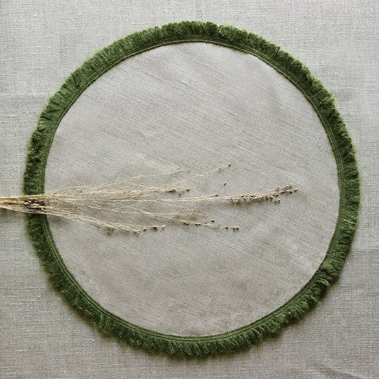 Sets de table en LIN naturel frange verte